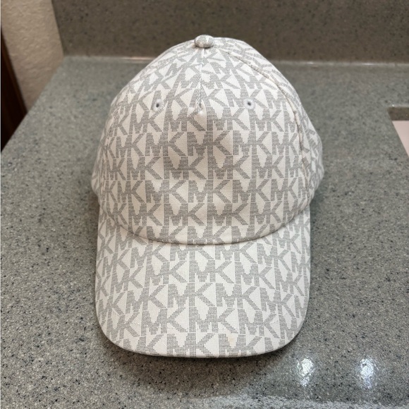 Michael Kors Accessories - Michael Kors Ivory and Light Gray MK Monogram Baseball Cap